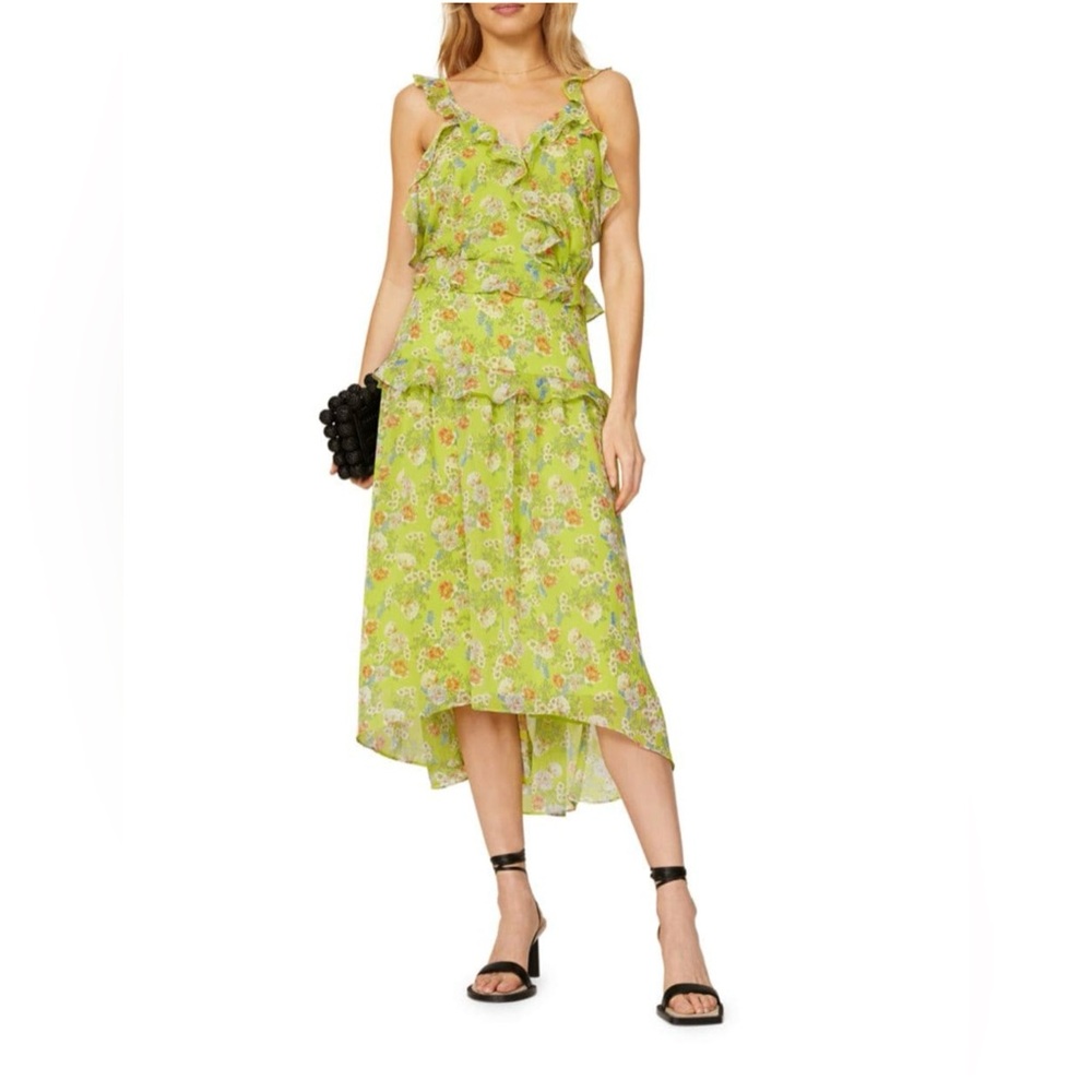 Marissa Webb Lime Floral High Low Dress
